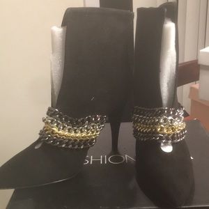 Black chain booties
